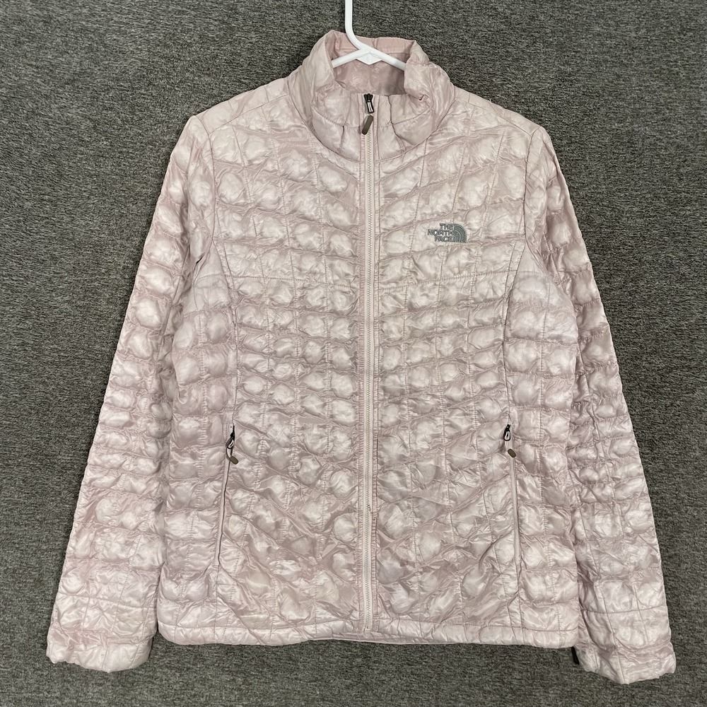 The North Face ThermoBall Jacket Womens Medium Pink Quilted Full Zip Lightweight